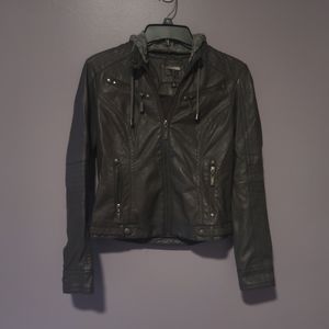 Greige J2 vegan leather moto jacket